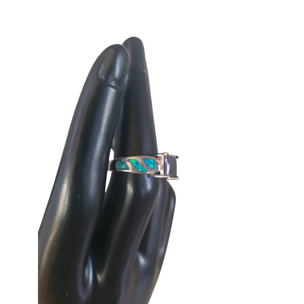 Amethyst and Fire Opal 925 Silver Ring Stamped Sz 5 - Picture 4 of 7